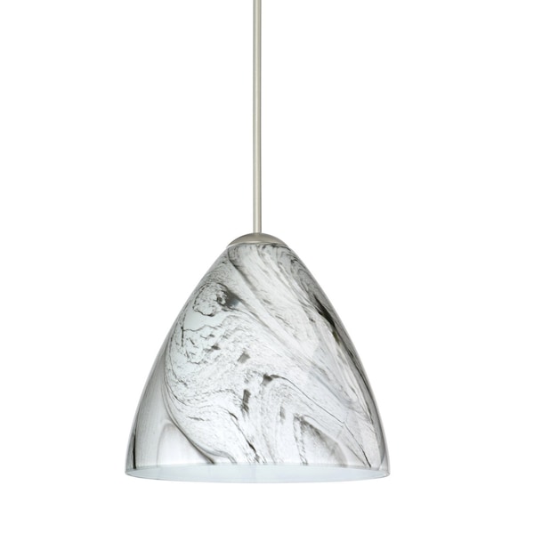 Besa Lighting Mia Cord Pendant, Marble Grigio, Satin Nickel Finish, 1x5W LED 1XT-1779MG-LED-SN - main